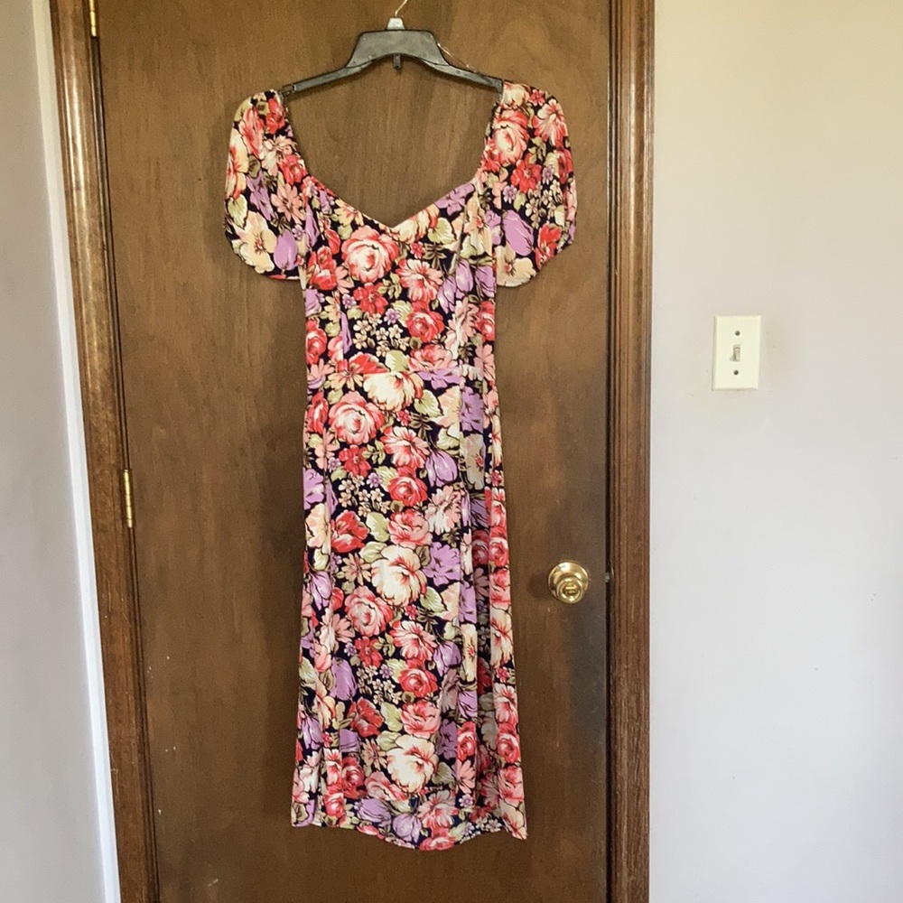 Lily Rose dress floral print puff sleeve tie back boho cottagecore L jr - Picture 10 of 17